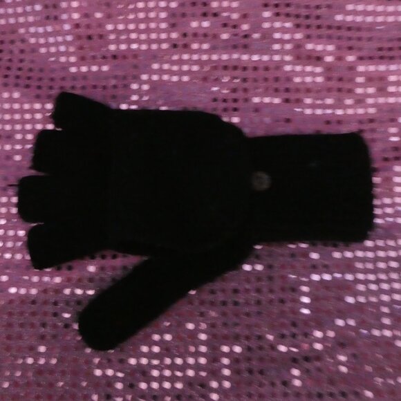 Solid Black Flip Mitt With Button Secure Tabs - Picture 10 of 11